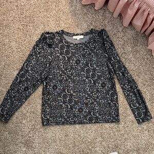 LOFT Black and White Patterned Top